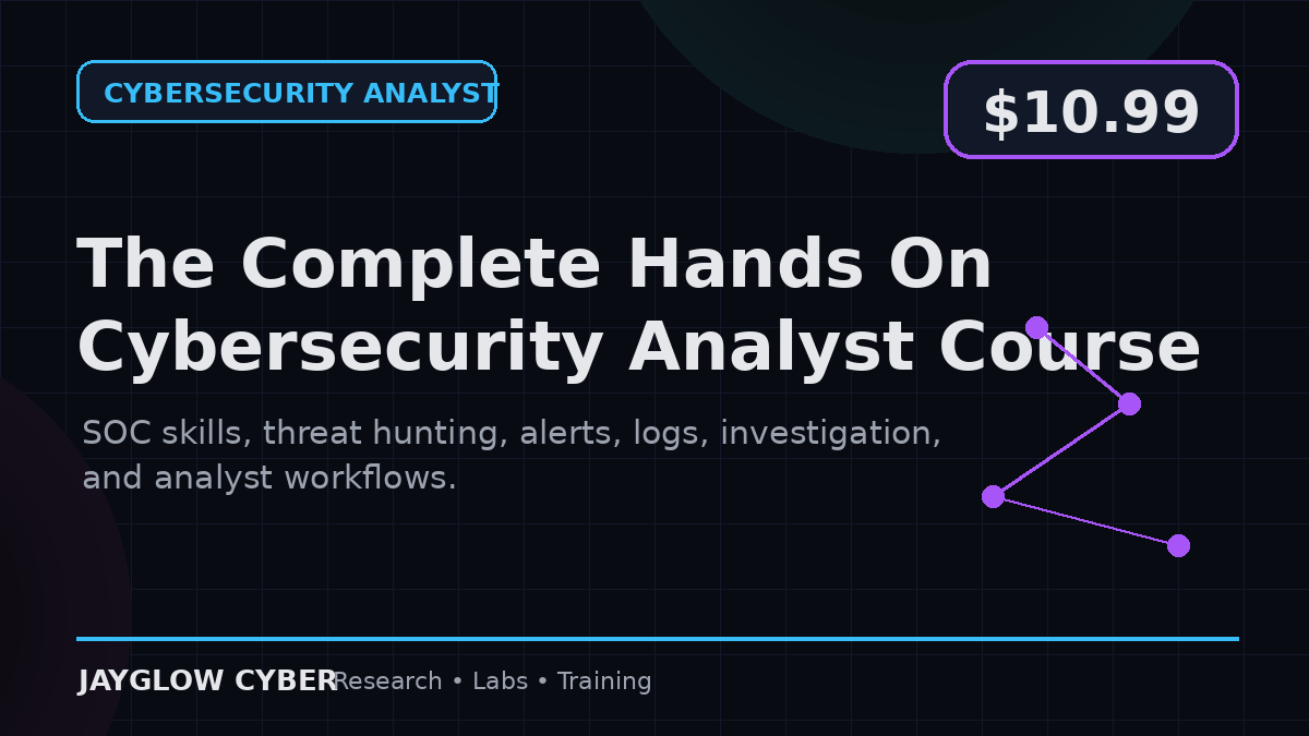 Hands On Cybersecurity Analyst Course $10.99 promo
